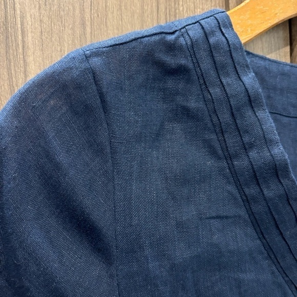 NWT White Label The White Company Linen Midi Dress Navy Blue Size 8 - Picture 3 of 8